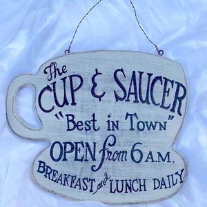 Vintage Large Teacup Sign